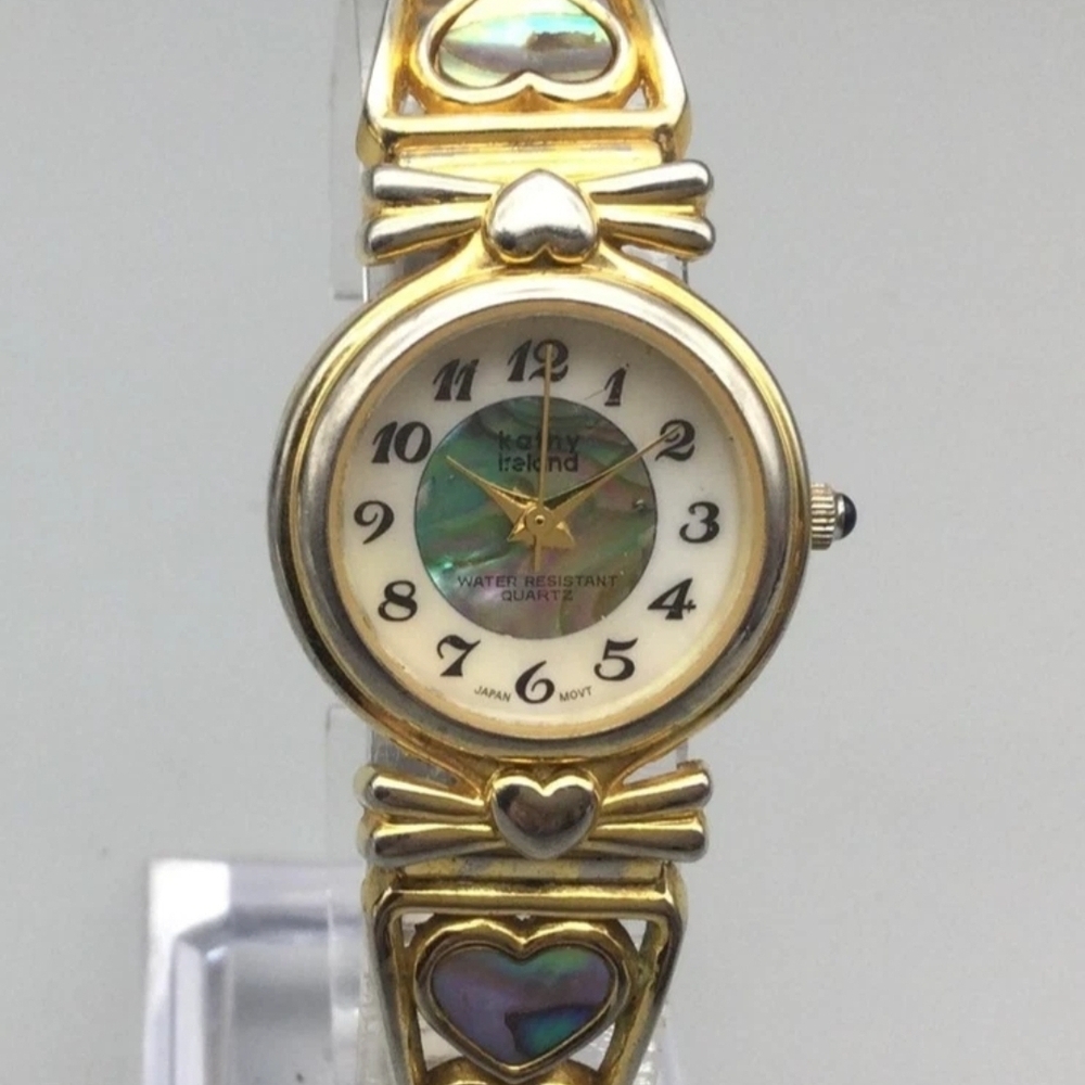 Kathy Ireland Watch Womens Gold Tone Abalone Heart Band Quartz
24mm Water Resist